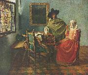Johannes Vermeer The Wine Glass painting
